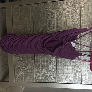 American Threads Purple Asymmetrical Ruched Bodycon Dress
